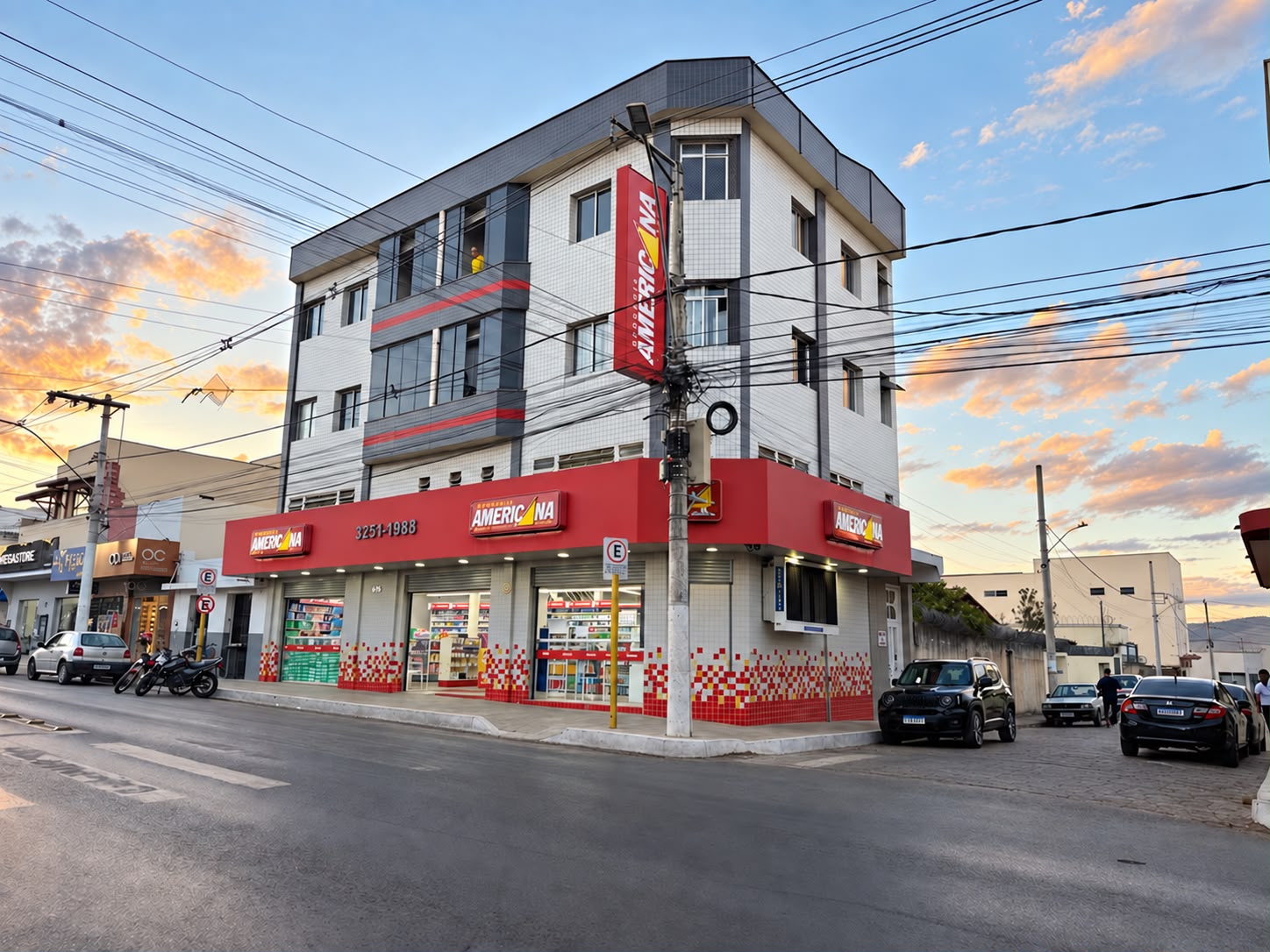 Fachada da Drogaria Americana em Bocaiuva